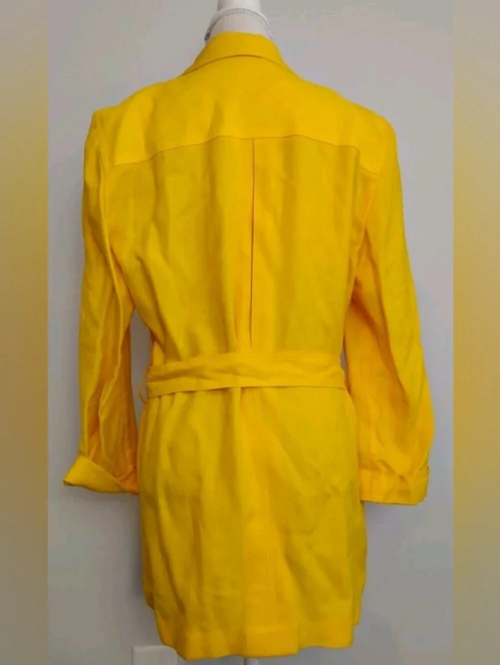 Christian Dior Canary Yellow Belted Blazer Jacket Vintage Size XL